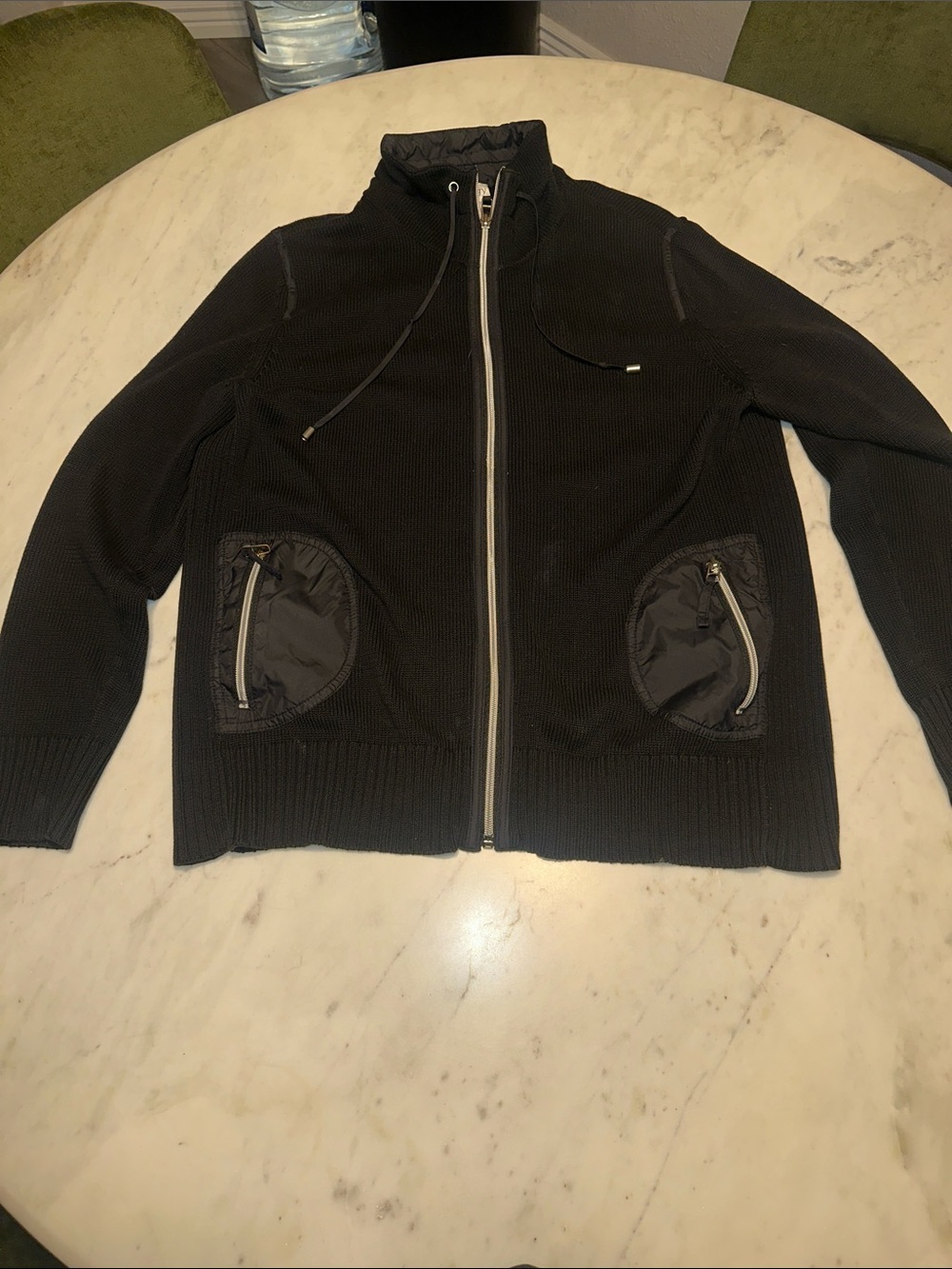 Zenergy by Chicos Black Full-Zip Knit Sweater Jacket size 2